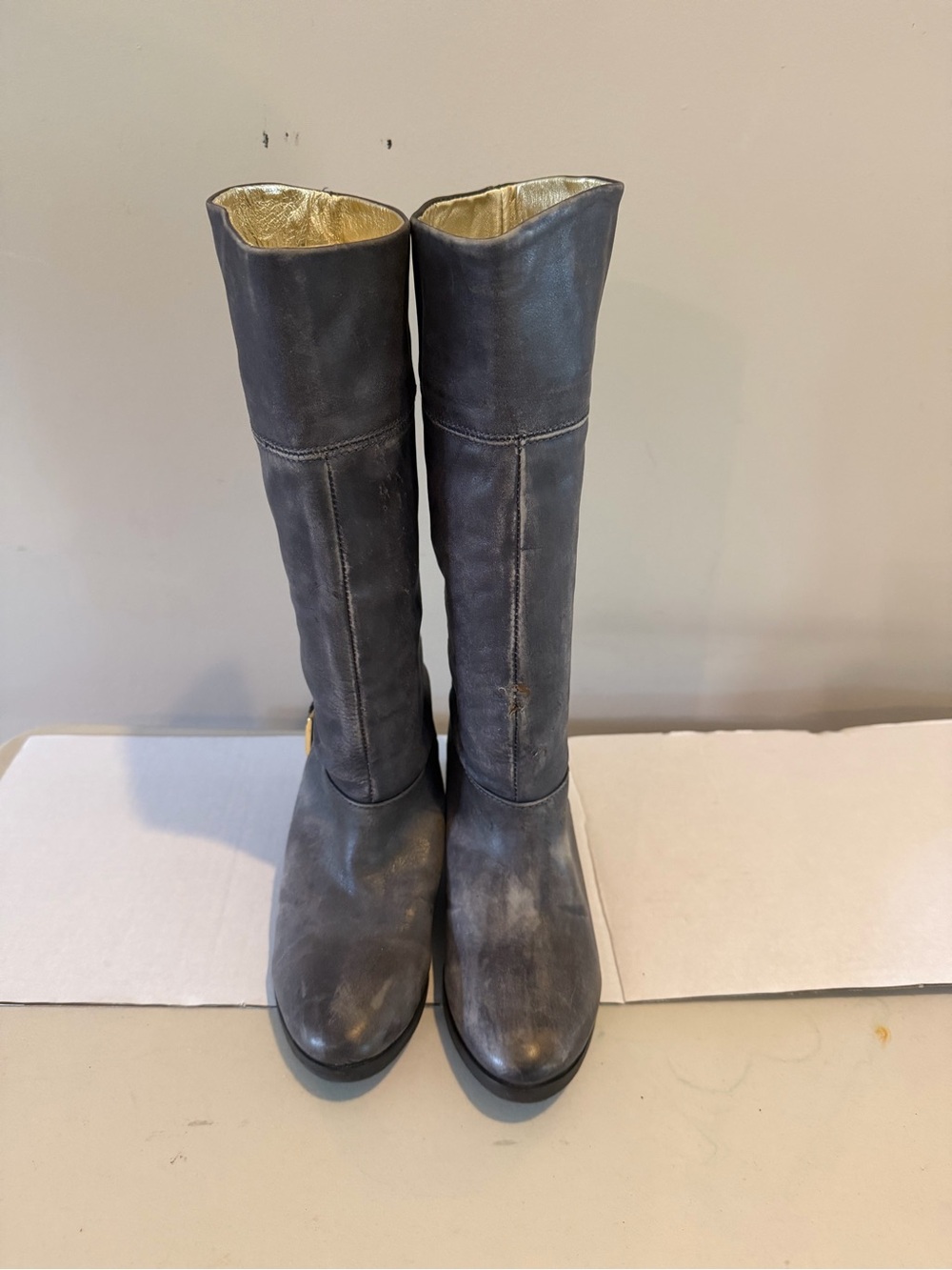 Ted Baker London Gray Leather Tall Riding Boots Size 7